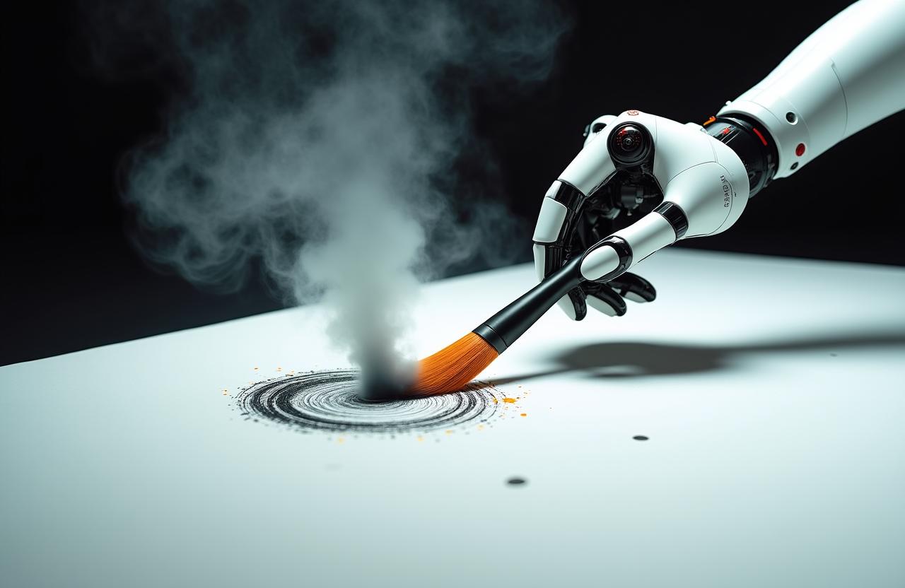 高精度なロボットアームが書道を行う樣子